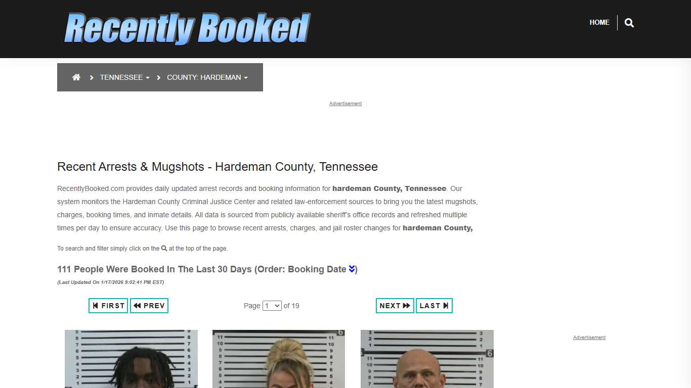 hardeman County, Tennessee Mugshots | RecentlyBooked.com