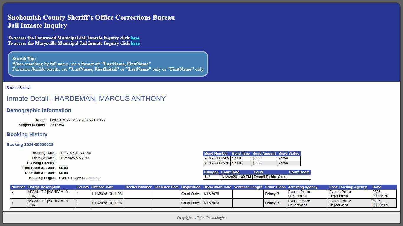 Inmate Detail - HARDEMAN, MARCUS ANTHONY